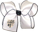 Large St George (Baton Rouge) White with Navy Moonstitch Bow